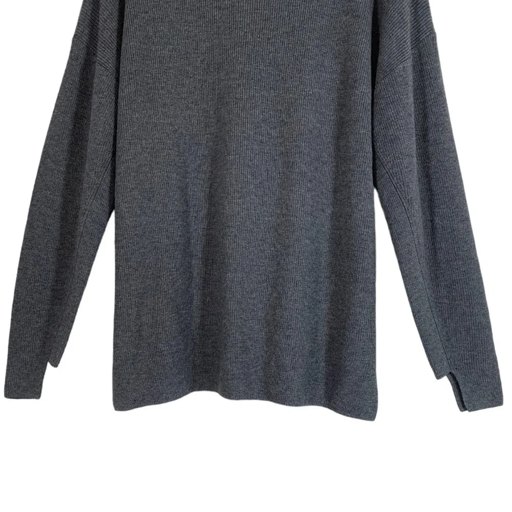 River Stone Rib Knit Crewneck Sweater In Charcoal Gray Size Large